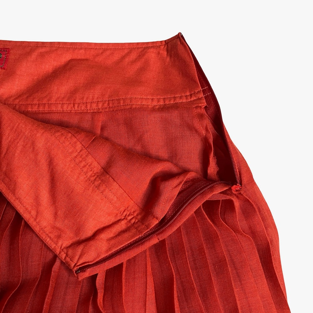 Kenzo Red Midi Skirt with Green Floral Border - Picture 6 of 16